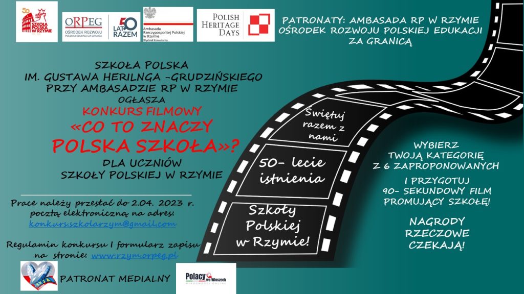 Konkurs „Co to znaczy Polska Szkoła?” z okazji Jubileuszu 50-lecia Szkoły Polskiej w Rzymie