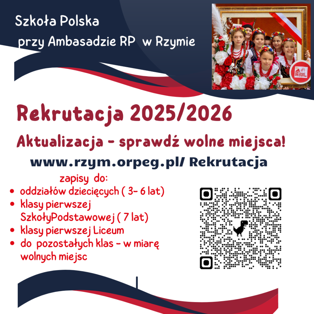 Rekrutacja uzupełniająca  do Szkoły Polskiej w Rzymie